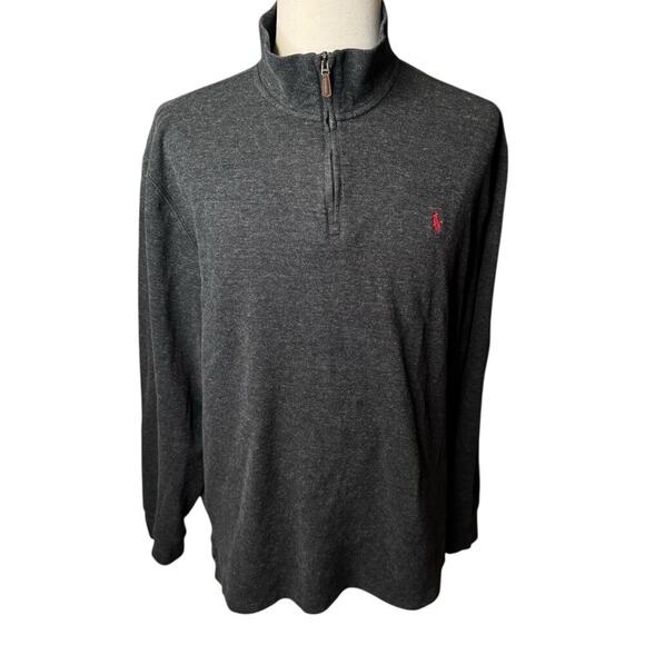 Ralph Lauren Quarter Zip Pullover Sweater Men’s 2XL Charcoal Grey Estate Rib - Picture 1 of 7